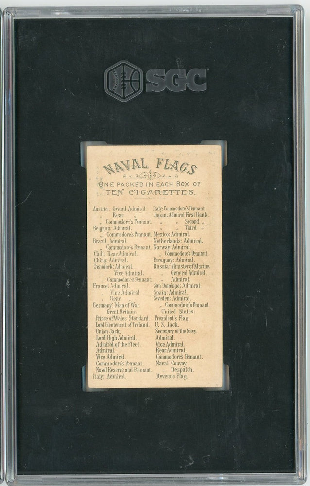 Graded 1886 Allen & Ginter Naval Flags N17 Admiral Great Britain Baseball Tobacco Card SGC 5 Excellent (ONLINE ORDER ONLY)