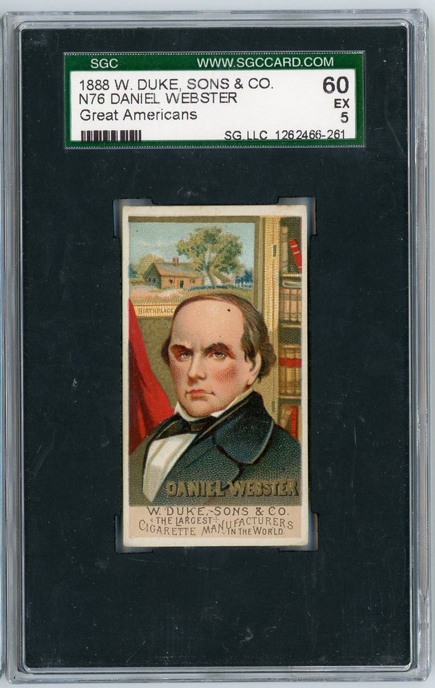 Graded 1888 N76 W. Duke, Sons & Co. Great Americans #WEBSTER Daniel Webster Baseball Tobacco Card SGC 5 (ONLINE ORDER ONLY)