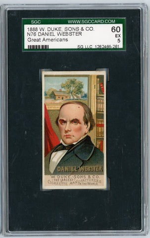Graded 1888 N76 W. Duke, Sons & Co. Great Americans #WEBSTER Daniel Webster Baseball Tobacco Card SGC 5 (ONLINE ORDER ONLY)