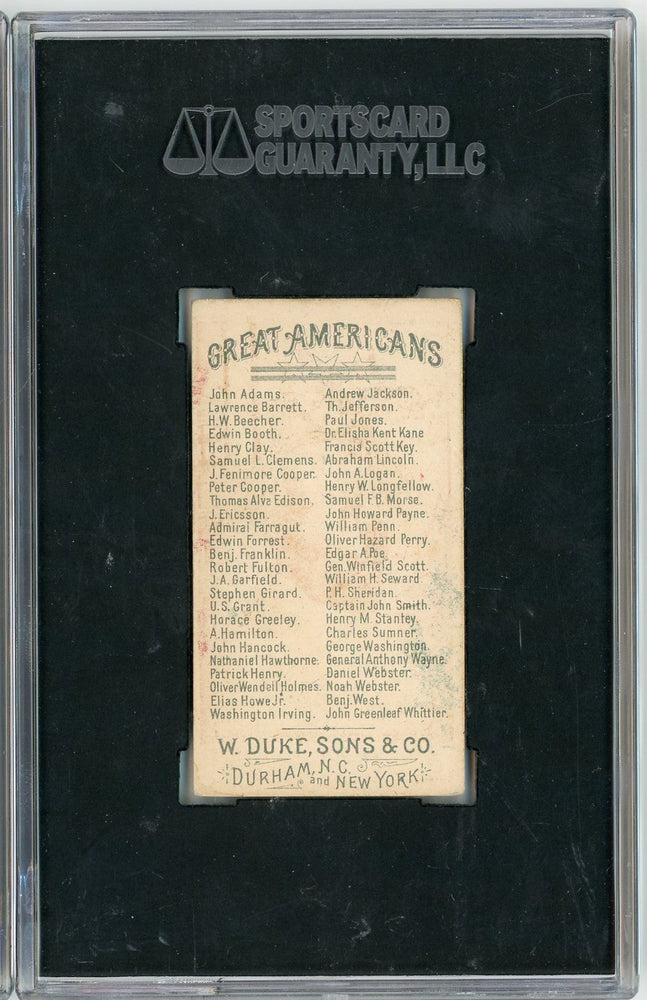 Graded 1888 N76 W. Duke, Sons & Co. Great Americans #WEBSTER Daniel Webster Baseball Tobacco Card SGC 5 (ONLINE ORDER ONLY)