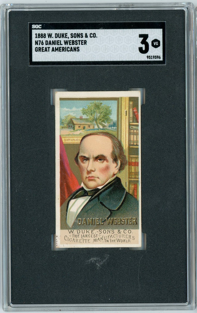 Graded 1888 N76 W. Duke, Sons & Co. Great Americans #DANNY Daniel Webster Baseball Tobacco Card SGC 3 (ONLINE ORDER ONLY)