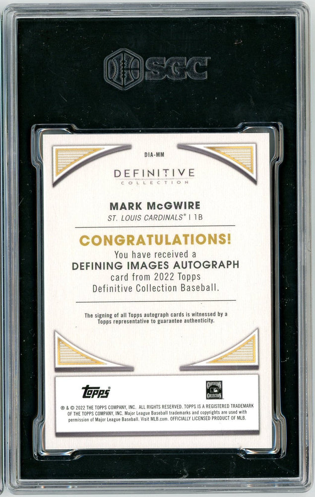 Graded 2022 Topps Definitive Collection Defining Images Mark McGwire #DIA-MM Auto Baseball Card SGC 10 Auto 10 (ONLINE ORDER ONLY)