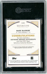 Graded 2022 Topps Definitive Collection Defining Images Mark McGwire #DIA-MM Auto Baseball Card SGC 10 Auto 10 (ONLINE ORDER ONLY)