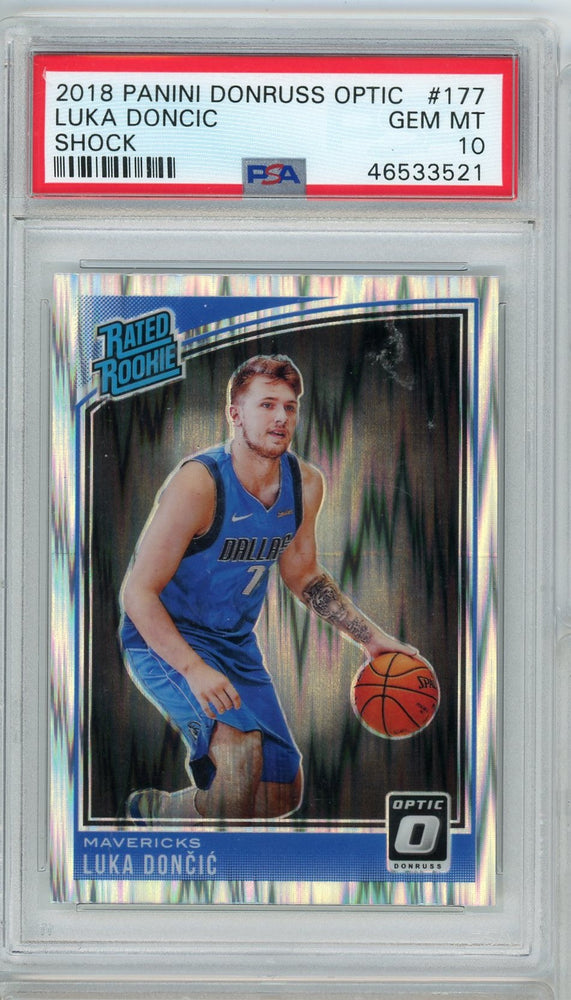 Graded 2018 Panini Donruss Optic Luka Doncic #177 Shock Rookie RC Basketball Card PSA 10 Gem Mint (ONLINE ORDER ONLY)