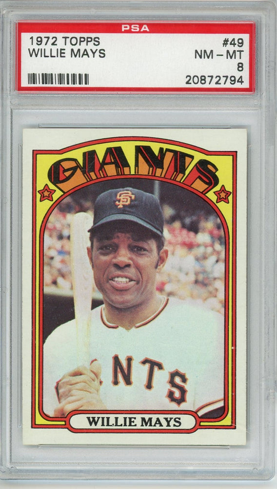 Graded 1972 Topps Willie Mays #GIANTS Baseball Card PSA 8 NM-MT (ONLINE ORDER ONLY)