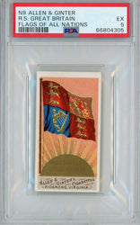 Graded 1887 N9 Allen & Ginter Flags of all Nations R.S. Great Britain Baseball Tobacco Card PSA 5 (ONLINE ORDER ONLY)