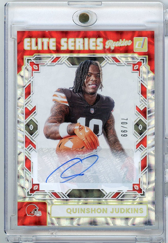 2025 Panini Donruss Quinshon Judkins #ESR-QJS Elite Series Rookies Auto /99 Cleveland Browns Rookie RC Football Card (ONLINE ORDER ONLY)