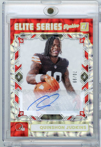 2025 Panini Donruss Quinshon Judkins #ESR-QJS Elite Series Rookies Auto /99 Cleveland Browns Rookie RC Football Card (ONLINE ORDER ONLY)