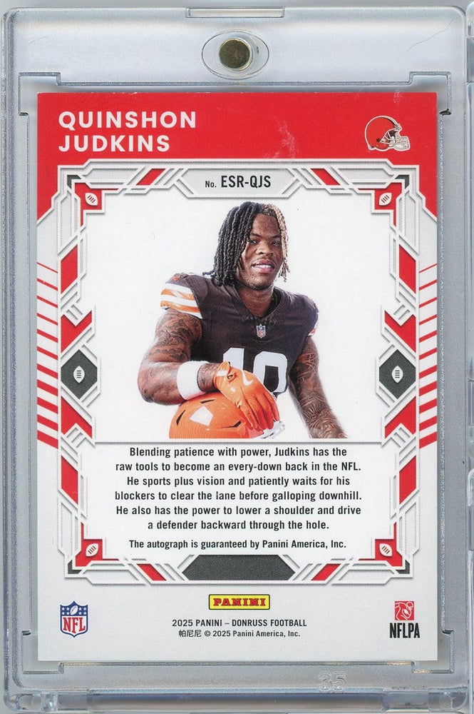 2025 Panini Donruss Quinshon Judkins #ESR-QJS Elite Series Rookies Auto /99 Cleveland Browns Rookie RC Football Card (ONLINE ORDER ONLY)