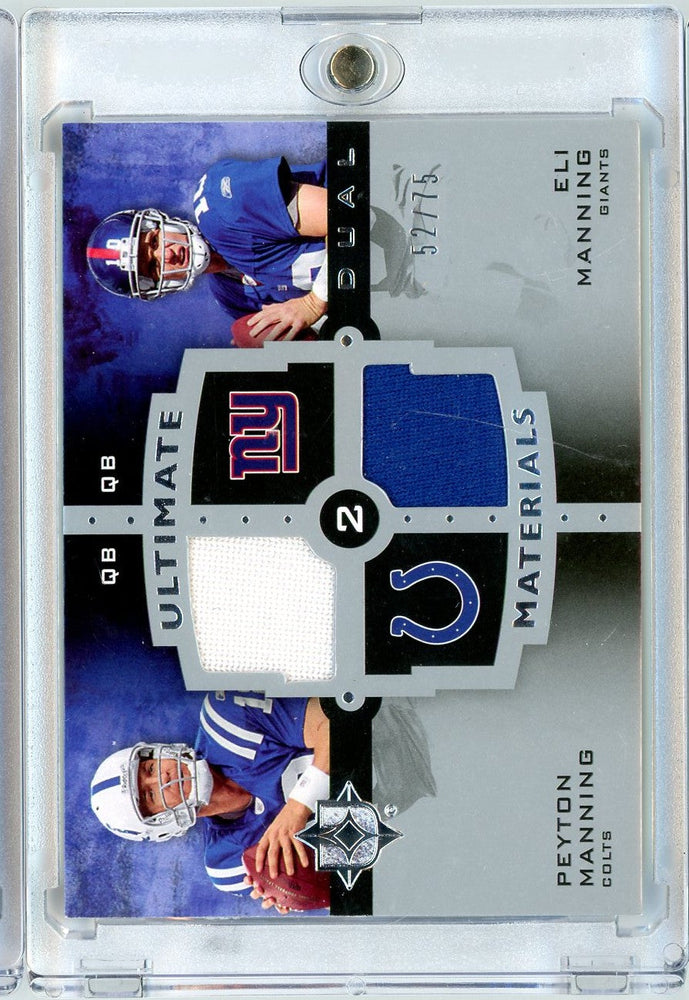 2007 Upper Deck Ultimate Collection Peyton Manning/Eli Manning #UDM13 Dual Game Used Relic /75 Football Card (ONLINE ORDER ONLY)