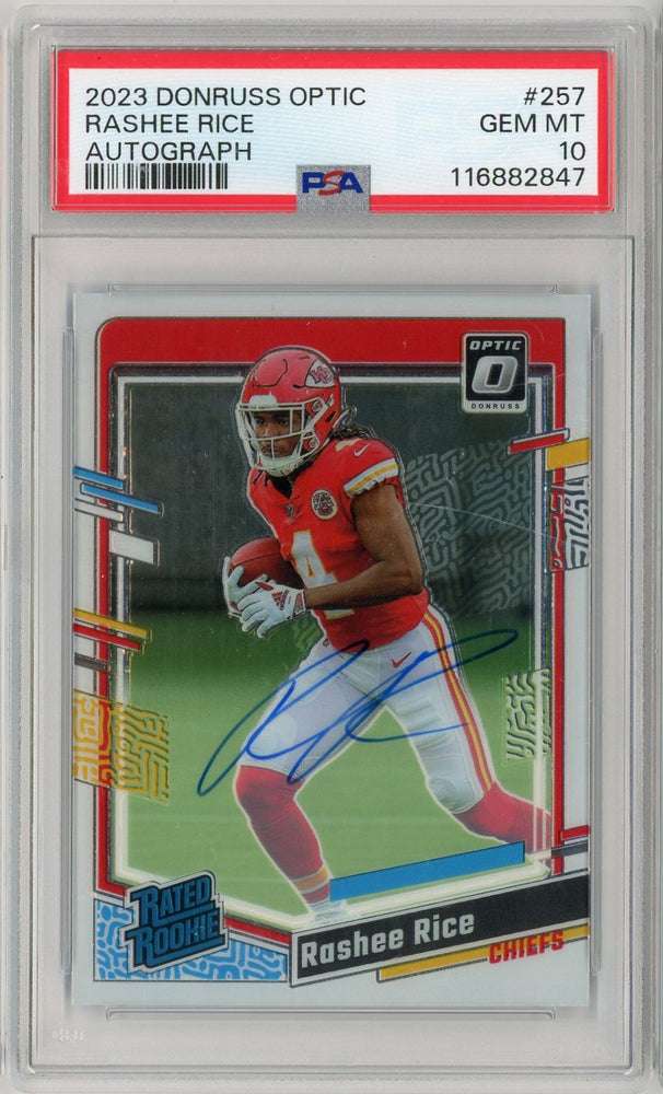 Graded 2023 Donruss Optic Rashee Rice #257 /199 Autograph Rookie RC Football Card PSA 10 Gem Mint (ONLINE ORDER ONLY)