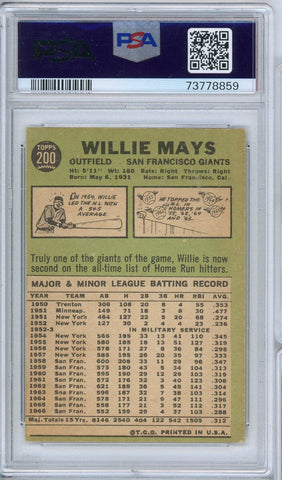 Graded 1967 Topps Willie Mays #200 Baseball Card PSA 4 Very Good-Excellent (ONLINE ORDER ONLY)