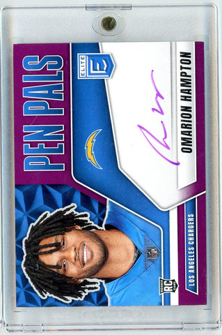 2025 Donruss Elite Pen Pals Omarion Hampton #PPOHA Purple Auto Rookie RC Football Card (ONLINE ORDER ONLY)