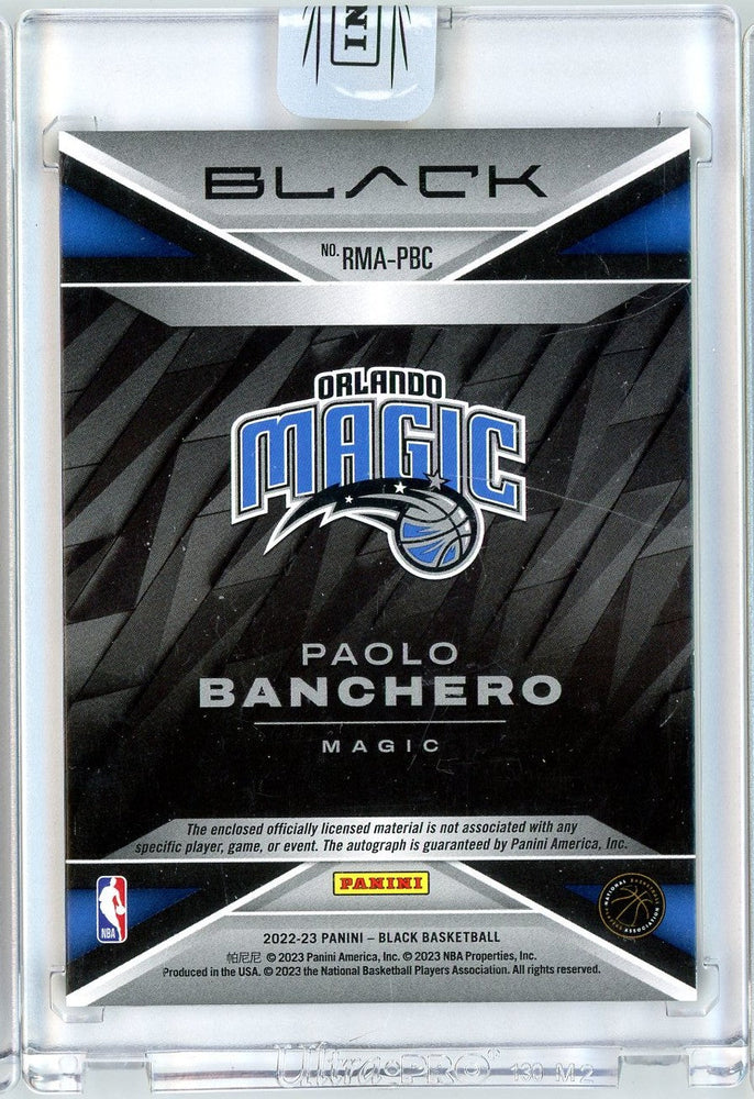 2022 Panini Black Paolo Banchero #RMA-PBC /15 Rookie Patch Auto RPA Rookie RC Basketball Card (ONLINE ORDER ONLY)