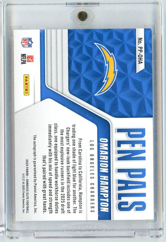 2025 Donruss Elite Pen Pals Omarion Hampton #PPOHA Purple Auto Rookie RC Football Card (ONLINE ORDER ONLY)