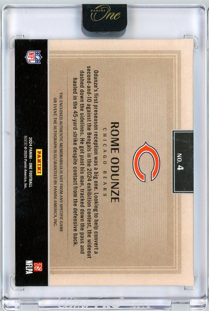 2024 Panini One Rome Odunze #4 /49 Green Rookie Patch Auto Rookie RC Football Card (ONLINE ORDER ONLY)