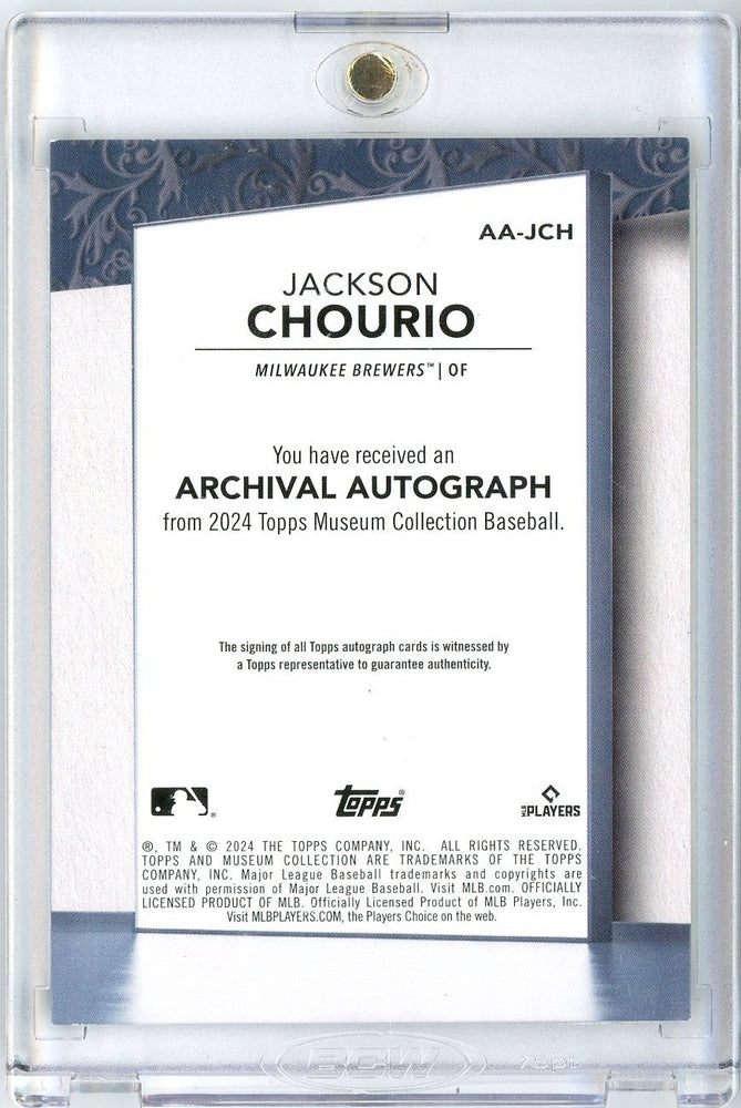 2024 Topps Museum Collection Jackson Chourio #AA-JCH /299 Archival Autograph Rookie RC Baseball Card (ONLINE ORDER ONLY)
