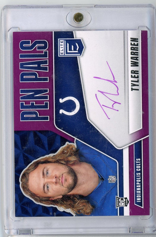 2025 Donruss Elite Pen Pals Purple Tyler Warren #PPTWA Purple Auto Rookie RC Football Card (ONLINE ORDER ONLY)