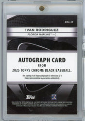 2025 Topps Chrome Black Ivan Pudge Rodriguez #CBA-IR /50 Gold Mini Diamond Auto Baseball Card (ONLINE ORDER ONLY)