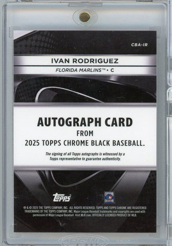 2025 Topps Chrome Black Ivan Pudge Rodriguez #CBA-IR /50 Gold Mini Diamond Auto Baseball Card (ONLINE ORDER ONLY)