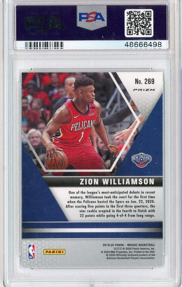 Graded 2019 Panini Mosaic Zion Williamson #269 Green Mosaic Rookie RC Basketball Card PSA 10 Gem Mint (ONLINE ORDER ONLY)