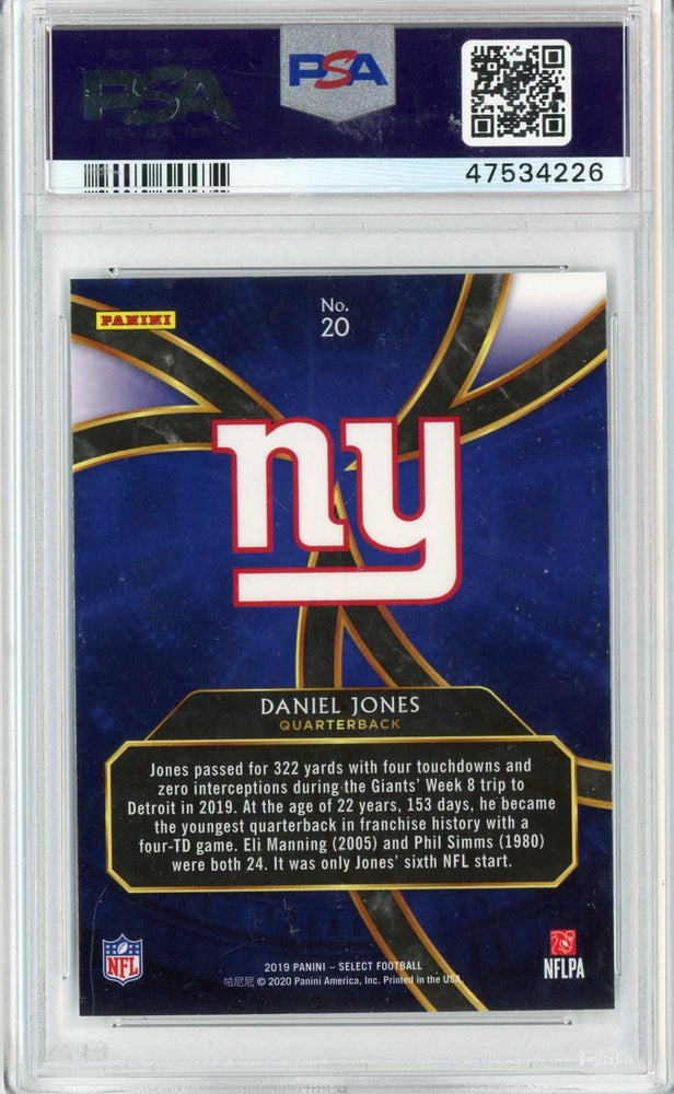 Graded 2019 Panini Select Daniel Jones #20 Phenomenon Rookie RC Football Card PSA 10 Gem Mint (ONLINE ORDER ONLY)