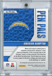 2025 Donruss Elite Pen Pals Vertical Omarion Hampton #PPVOHA Black Gold Ink Auto Rookie RC Football Card (ONLINE ORDER ONLY)