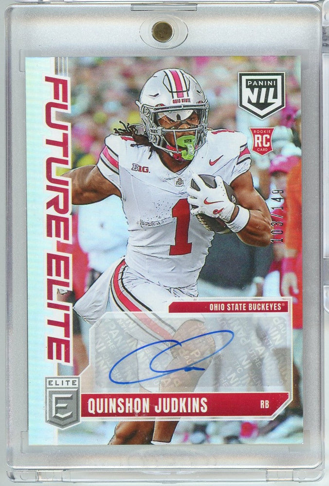 2025 Panini Donruss Elite Quinshon Judkins #FE-QJS Future Elite NIL Rookie Auto /149 Rookie RC Football Card (ONLINE ORDER ONLY)