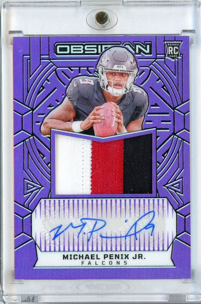 2024 Panini Obsidian Purple Auto Michael Penix Jr #RJJMPJ /49 Rookie RC Football Card (ONLINE ORDER ONLY)