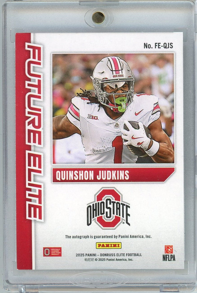 2025 Panini Donruss Elite Quinshon Judkins #FE-QJS Future Elite NIL Rookie Auto /149 Rookie RC Football Card (ONLINE ORDER ONLY)