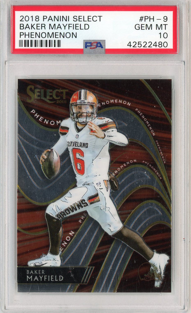 Graded 2018 Panini Select Baker Mayfield #PH9 Phenomenom Rookie RC Football Card PSA 10 Gem Mint (ONLINE ORDER ONLY)