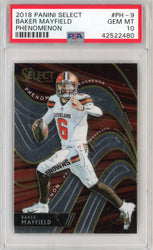 Graded 2018 Panini Select Baker Mayfield #PH9 Phenomenom Rookie RC Football Card PSA 10 Gem Mint (ONLINE ORDER ONLY)