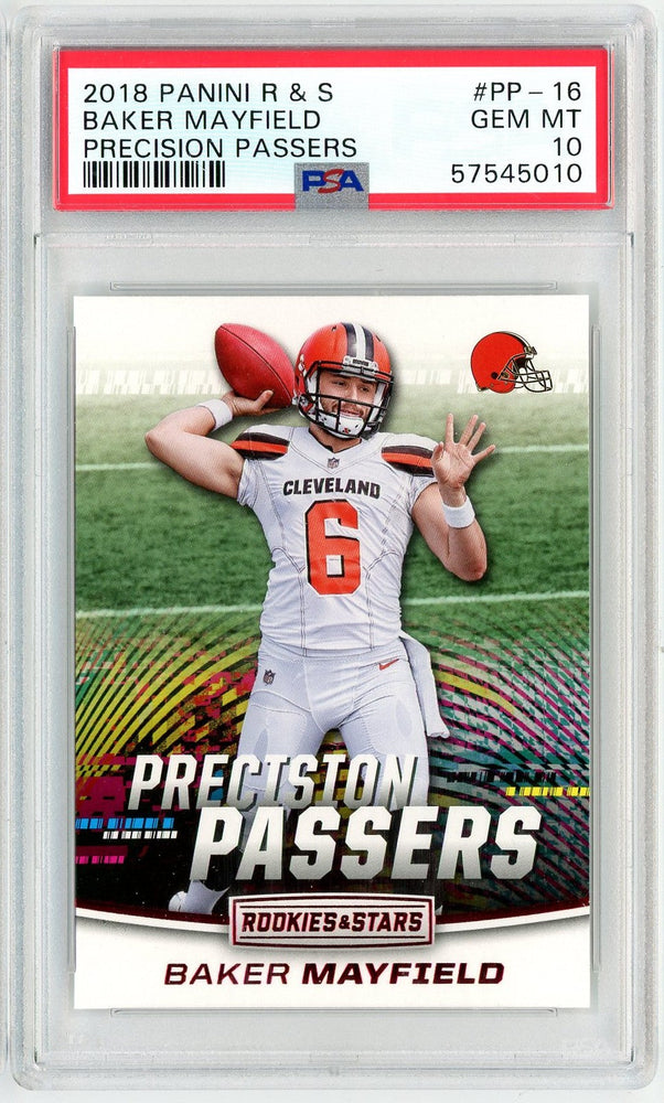 Graded 2018 Panini Rookies & Stars Baker Mayfield #PP16 Precision Passers Rookie RC Football Card PSA 10 Gem Mint (ONLINE ORDER ONLY)