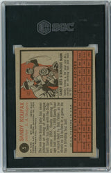 Graded 1962 Topps Sandy Koufax #5 Baseball Card SGC 5.5 Excellent+ (ONLINE ORDER ONLY)