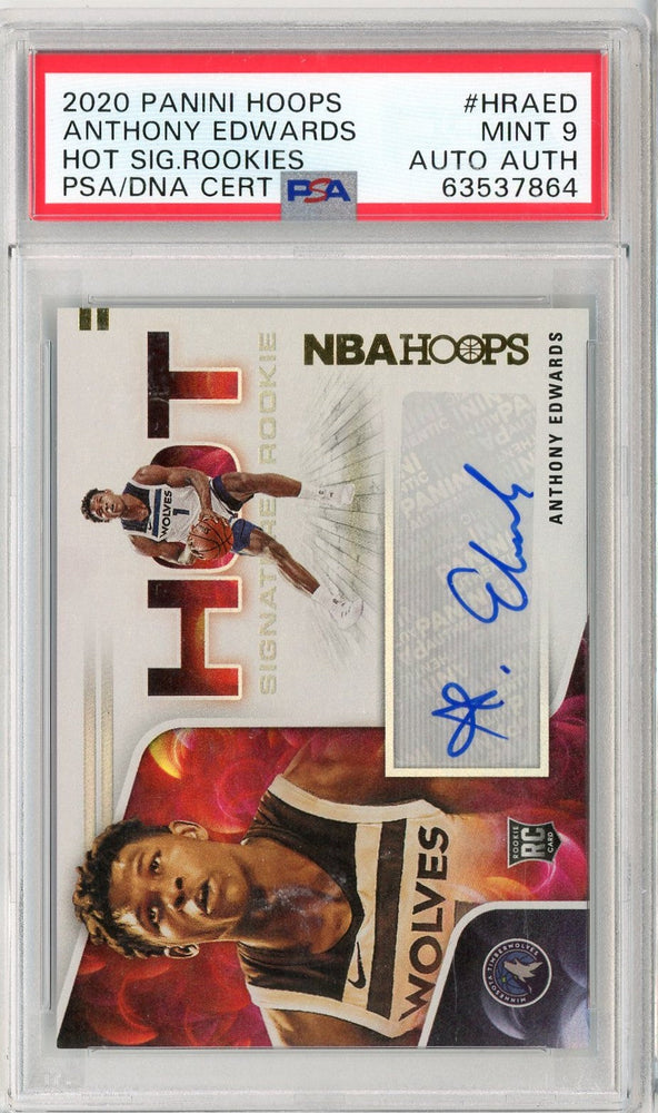 Graded 2020 Panini Hoops Anthony Edwards #HRAED Hot Signature Rookies Auto Rookie RC Basketball Card PSA 9 Mint (ONLINE ORDER ONLY)