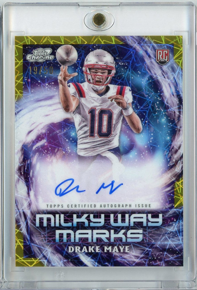 2024 Topps Cosmic Chrome Football Drake Maye #MWM-DMA /50 Milky Way Marks Auto Rookie RC Football Card (ONLINE ORDER ONLY)