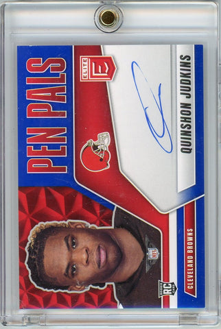 2025 Panini Donruss Elite Pen Pals Blue Quinshon Judkins #PPQJU Auto Cleveland Browns Rookie RC Football Card (ONLINE ORDER ONLY)