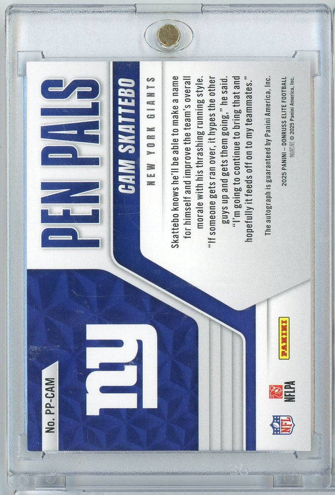 2025 Donruss Elite Pen Pals Cam Skattebo #PPCAM Auto Rookie RC Football Card (ONLINE ORDER ONLY)