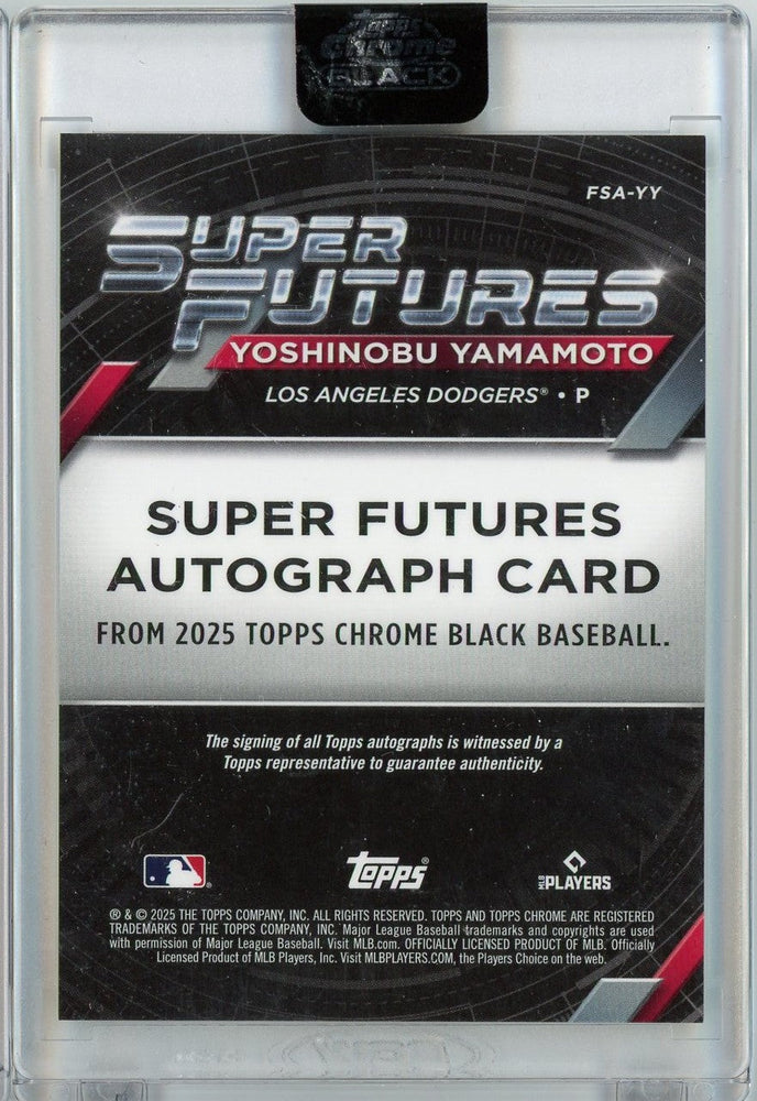 2025 Topps Chrome Black Yoshinobu Yamamoto #FSA-YY /50 Super Futures Gold Auto Los Angeles Dodgers Baseball Card (ONLINE ORDER ONLY)