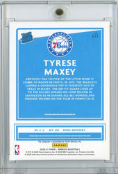 2020 Panini Donruss Tyrese Maxey #211 Signature Choice Autograph Rookie RC Basketball Card (ONLINE ORDER ONLY)