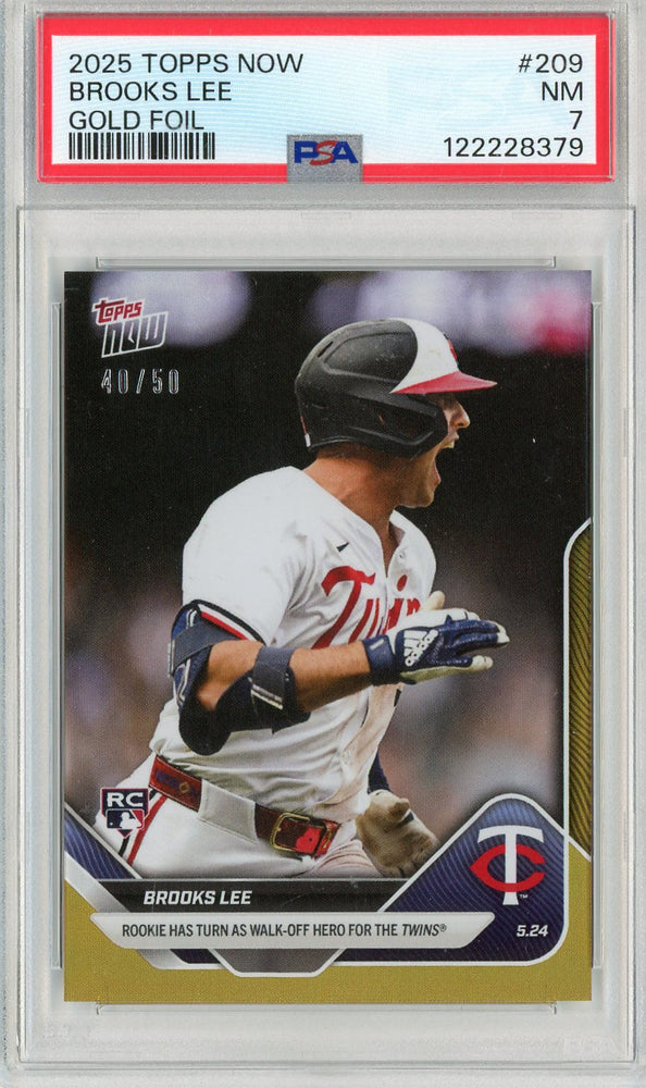 Graded 2025 Topps Now Brooks Lee #209 Gold Foil /50 Rookie RC Baseball Card PSA 7 Near Mint (ONLINE ORDER ONLY)
