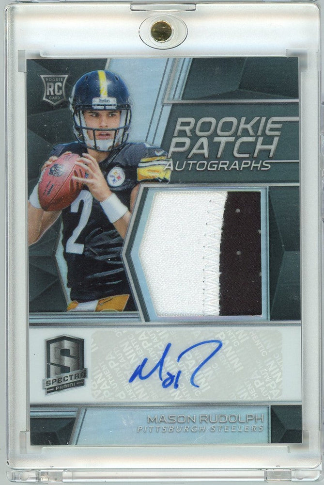 2018 Panini Spectra Mason Rudolph #205 /99 Rookie Patch Autographs Rookie RC Football Card (ONLINE ORDER ONLY)