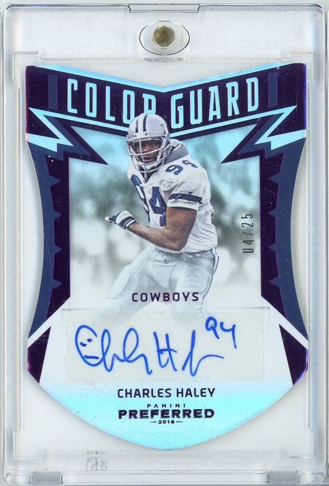 2016 Panini Preferred Football Color Guard Purple Charles Haley #222 /25 Auto Football Card (ONLINE ORDER ONLY)