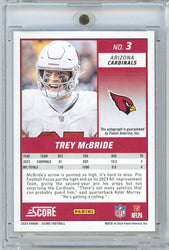 2024 Panini Score Trey McBride #3 Autographed Auto Football Card (ONLINE ORDER ONLY)