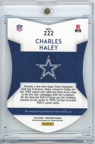 2016 Panini Preferred Football Color Guard Purple Charles Haley #222 /25 Auto Football Card (ONLINE ORDER ONLY)
