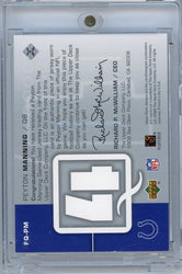 2002 Upper Deck 4th Fourth Quarter Fabrics Peyton Manning #FQPM Game Used Relic Football Card (ONLINE ORDER ONLY)