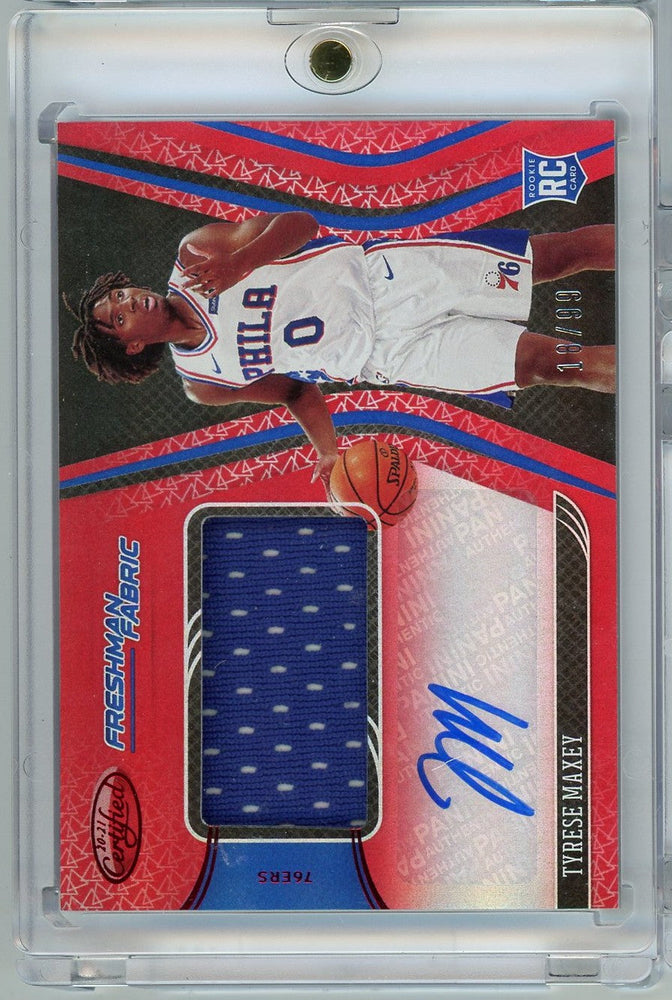 2020 Panini Certified Tyrese Maxey #FF-MAX /99 Freshman Fabric Rookie Patch Auto Rookie RC Basketball Card (ONLINE ORDER ONLY)