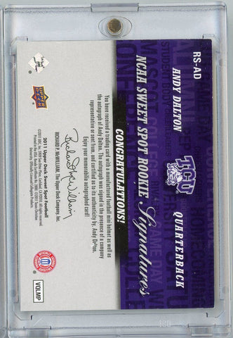 2011 Upper Deck Sweet Spot Football Andy Dalton #RSAD /75 Autograph Rookie RC Football Card (ONLINE ORDER ONLY)