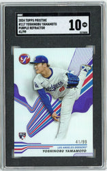 Graded 2024 Topps Pristine Yoshinobu Yamamoto #117 /99 Purple Refractor Rookie RC Baseball Card SGC 10 Gem Mint (ONLINE ORDER ONLY)