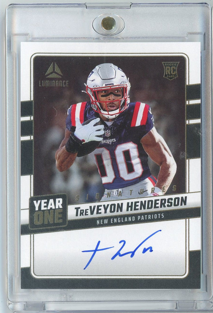 2025 Panini Luminance Year One Signatures TreVeyon Henderson #YOS-THN Auto New England Patriots Rookie RC Football Card (ONLINE ORDER ONLY)